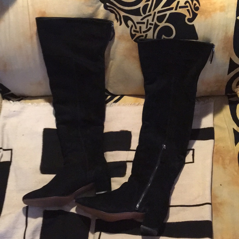Black Suede Over-the-Knee Boots